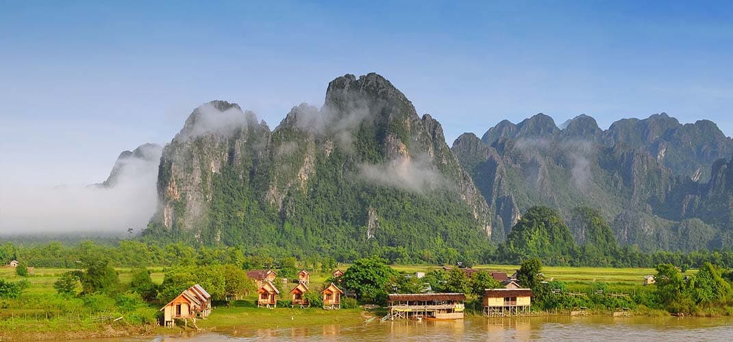 View of Vang Vieng, Laos