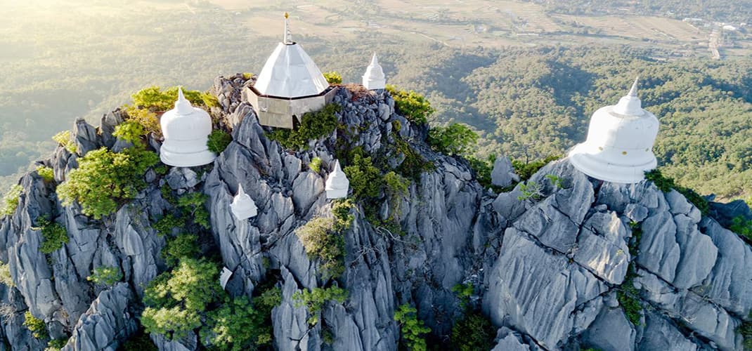 Floating Pagodas at Wat Chaloem Phra Kiat, Lampang, Thailand